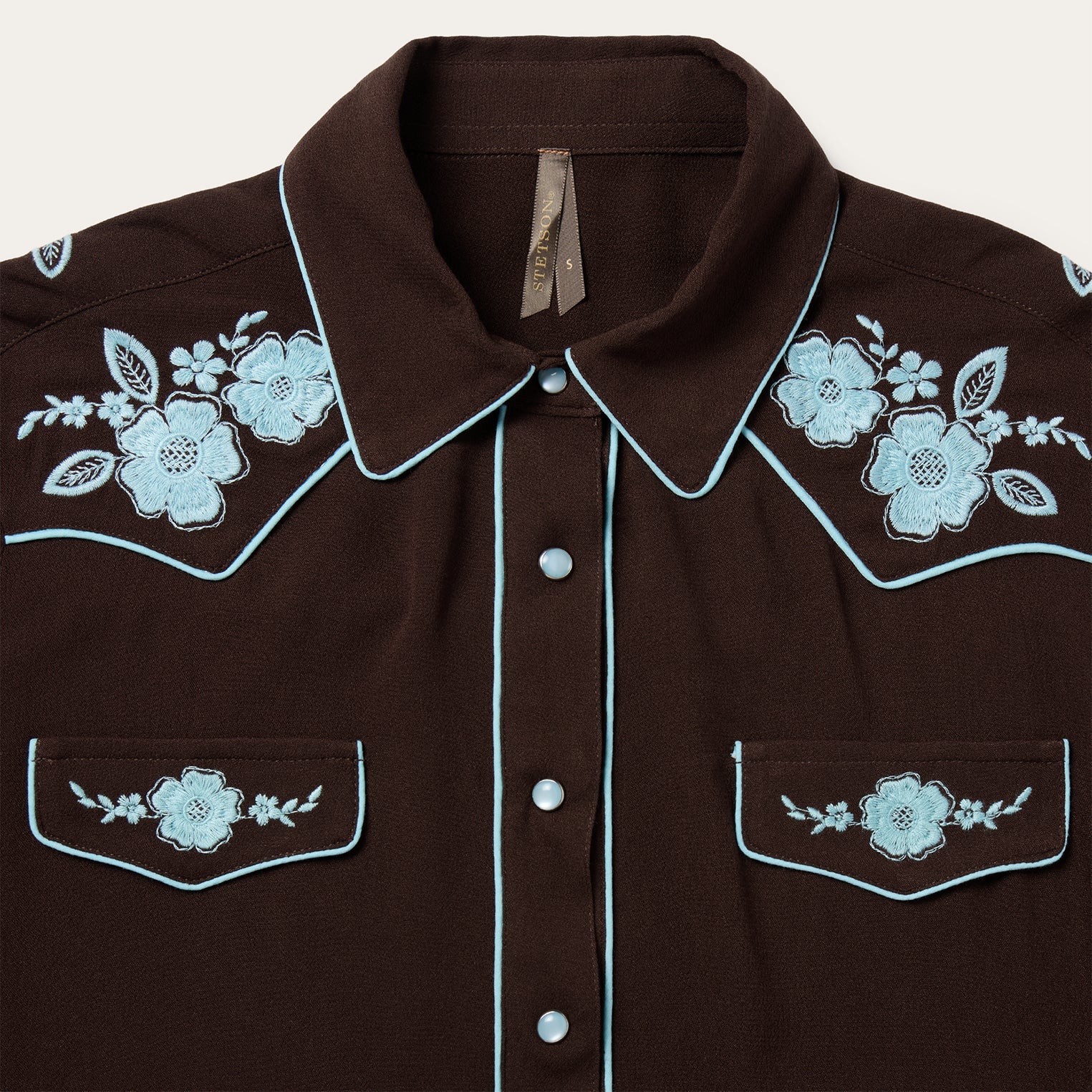 Embroidered Retro Western Shirt Brown | Stetson Women