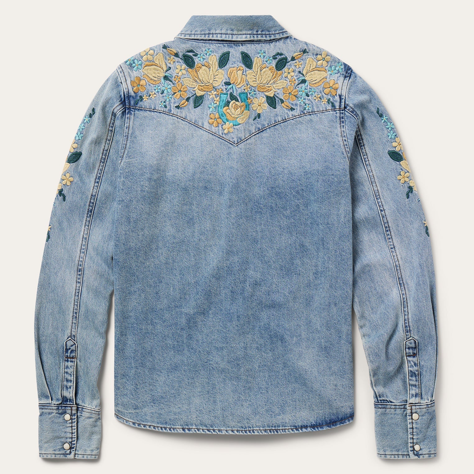 Embroidered Loose Fit Denim Shirt Blue | Stetson Women