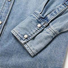 Embroidered Loose Fit Denim Shirt Blue | Stetson Women