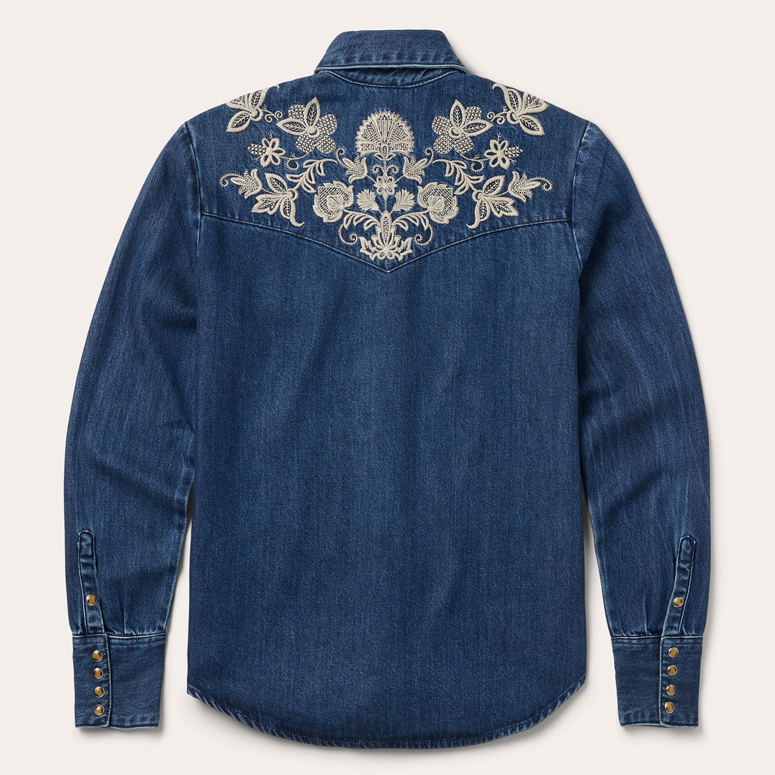 Floral Embroidered Dark Denim Shirt Blue | Stetson Women