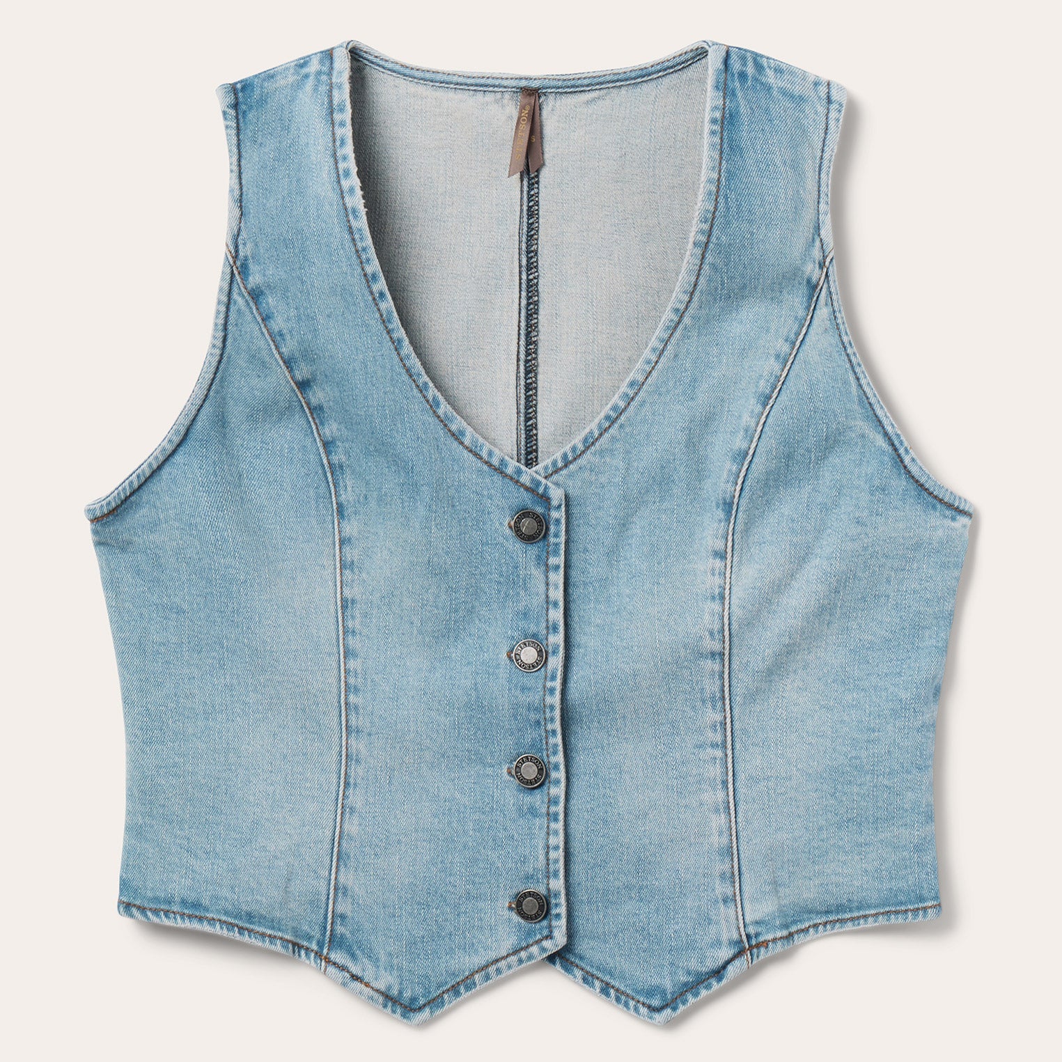 Light Rinse Denim Vest Blue | Stetson Women
