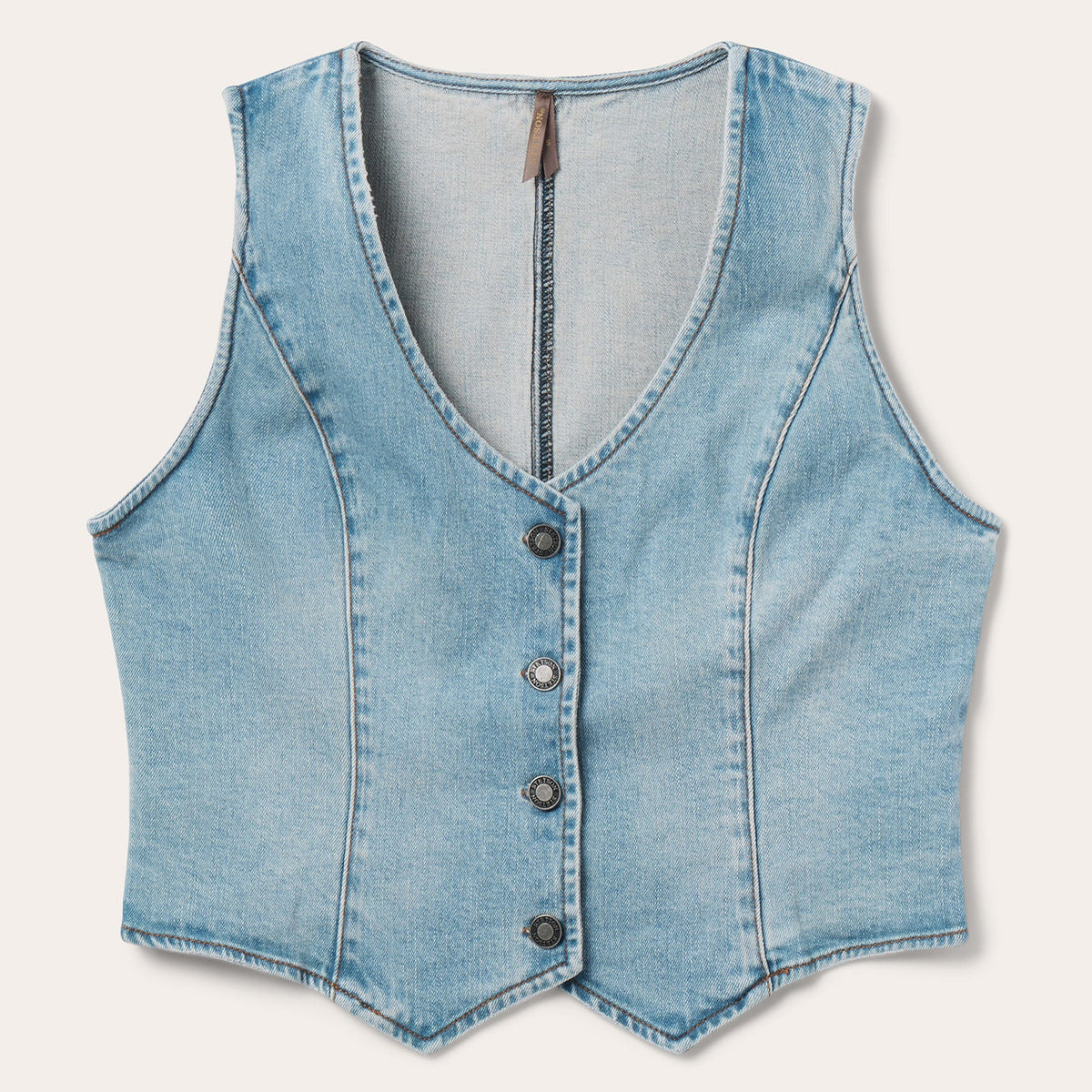 Light Rinse Denim Vest Blue | Stetson Women
