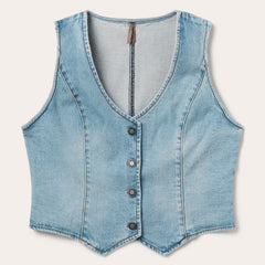 Light Rinse Denim Vest Blue | Stetson Women