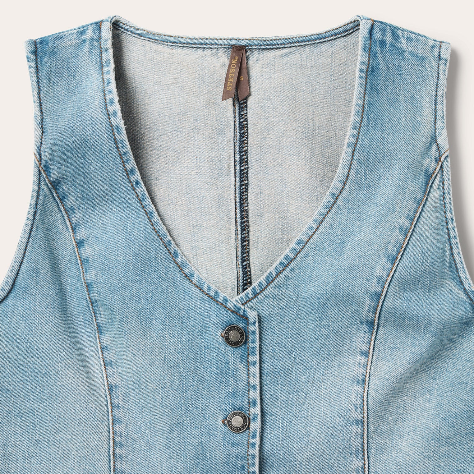 Light Rinse Denim Vest Blue | Stetson Women