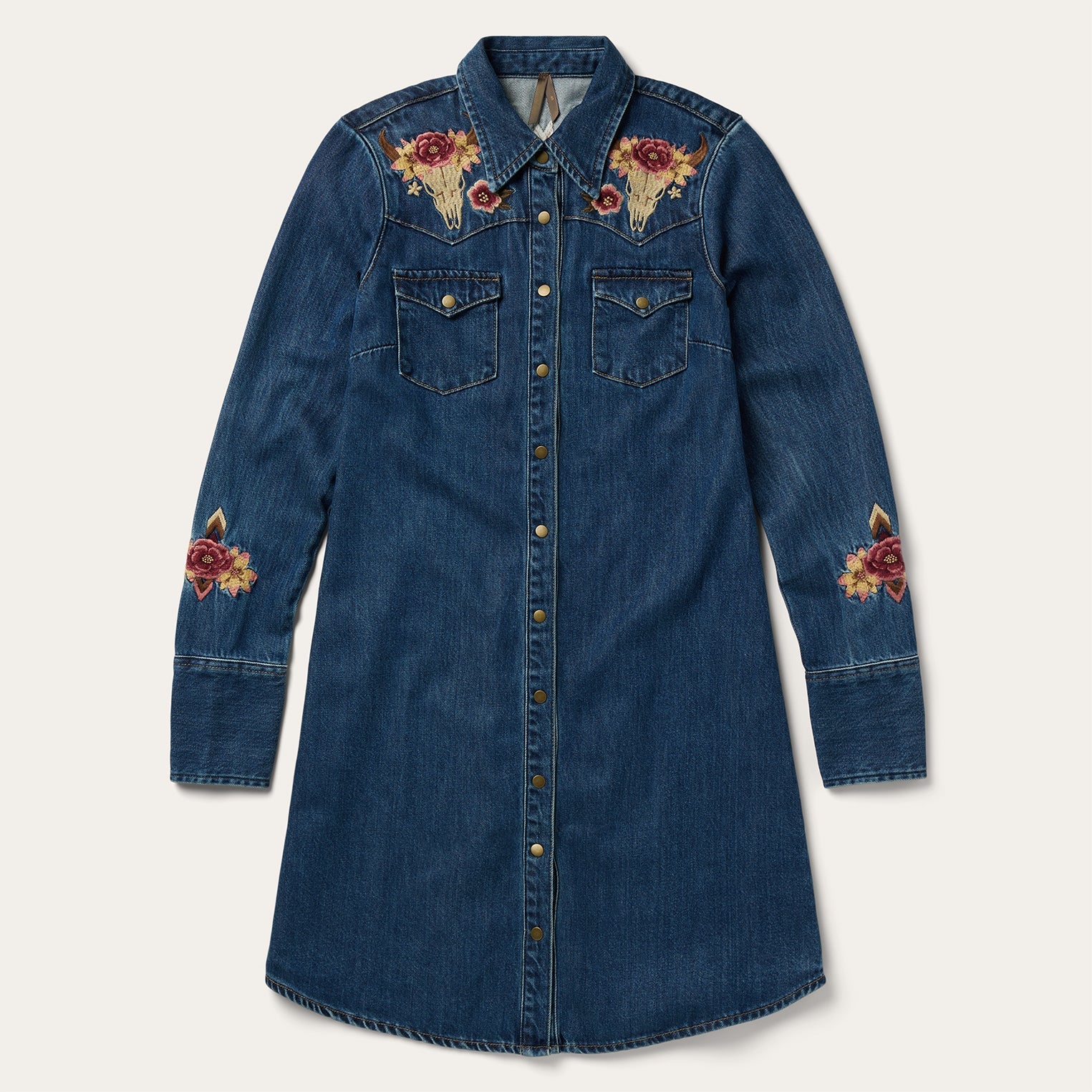 Embroidered Western Shirt Dress Blue | Stetson Women