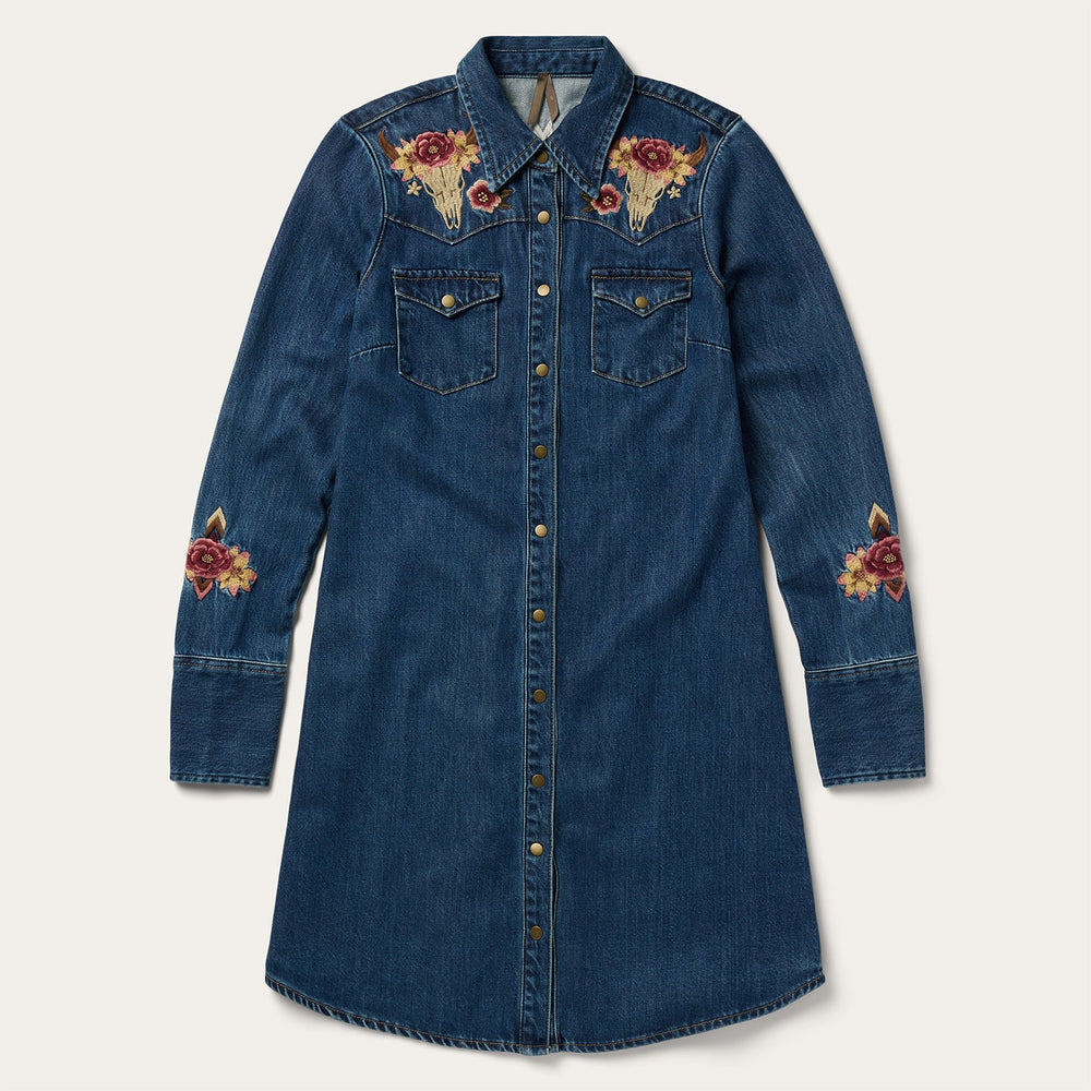Embroidered Western Shirt Dress Blue | Stetson Women