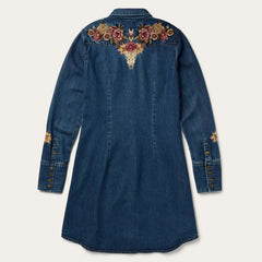Embroidered Western Shirt Dress Blue | Stetson Women