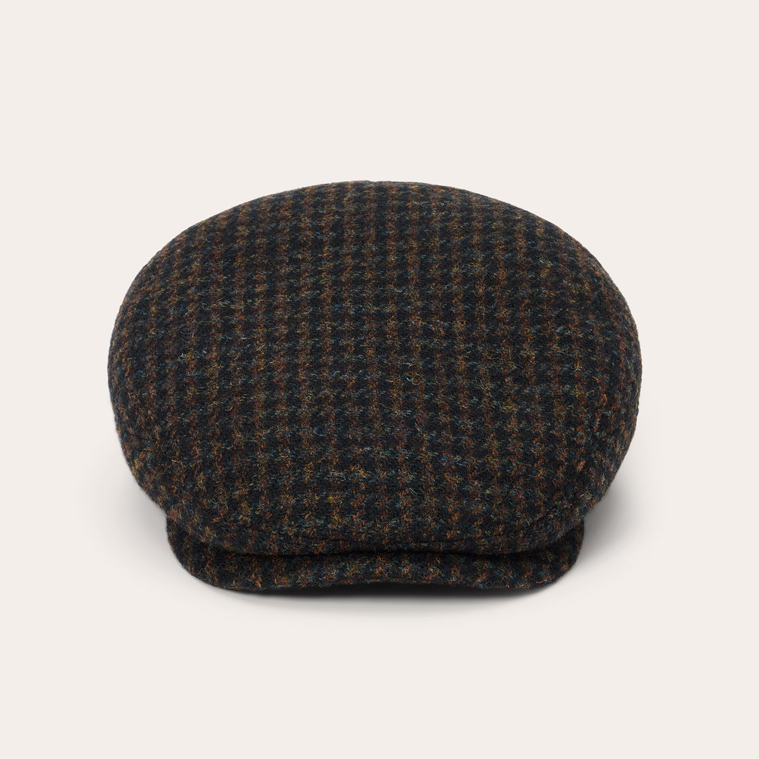 Harris Tweed Houndstooth Driver Cap Midnight Blue W/ Brown Shades | Stetson Hats