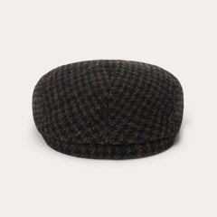 Harris Tweed Houndstooth Driver Cap Midnight Blue W/ Brown Shades | Stetson Hats