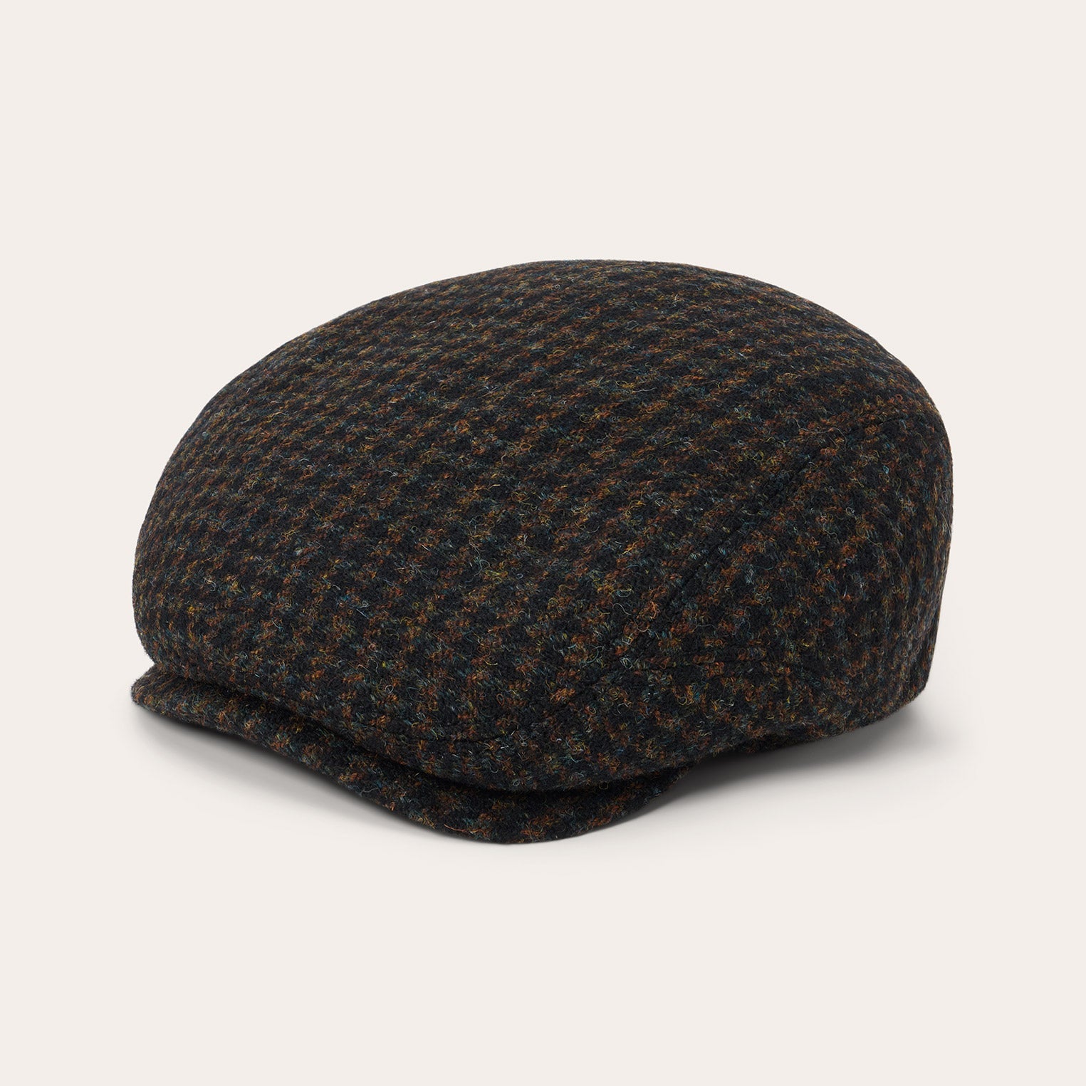 Harris Tweed Houndstooth Driver Cap Midnight Blue W/ Brown Shades | Stetson Hats