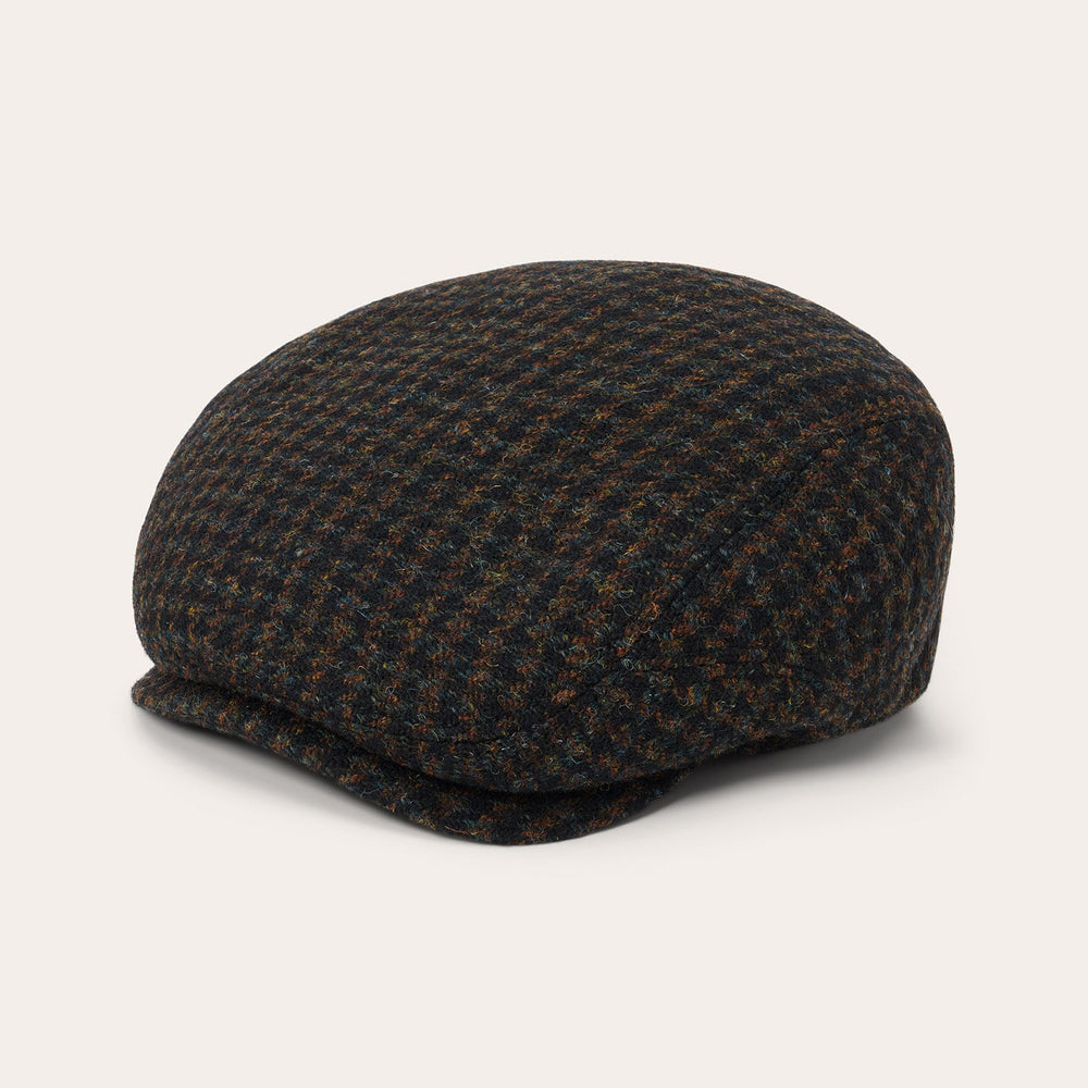 Harris Tweed Houndstooth Driver Cap Midnight Blue W/ Brown Shades | Stetson Hats