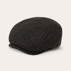 Harris Tweed Houndstooth Driver Cap Midnight Blue W/ Brown Shades | Stetson Hats