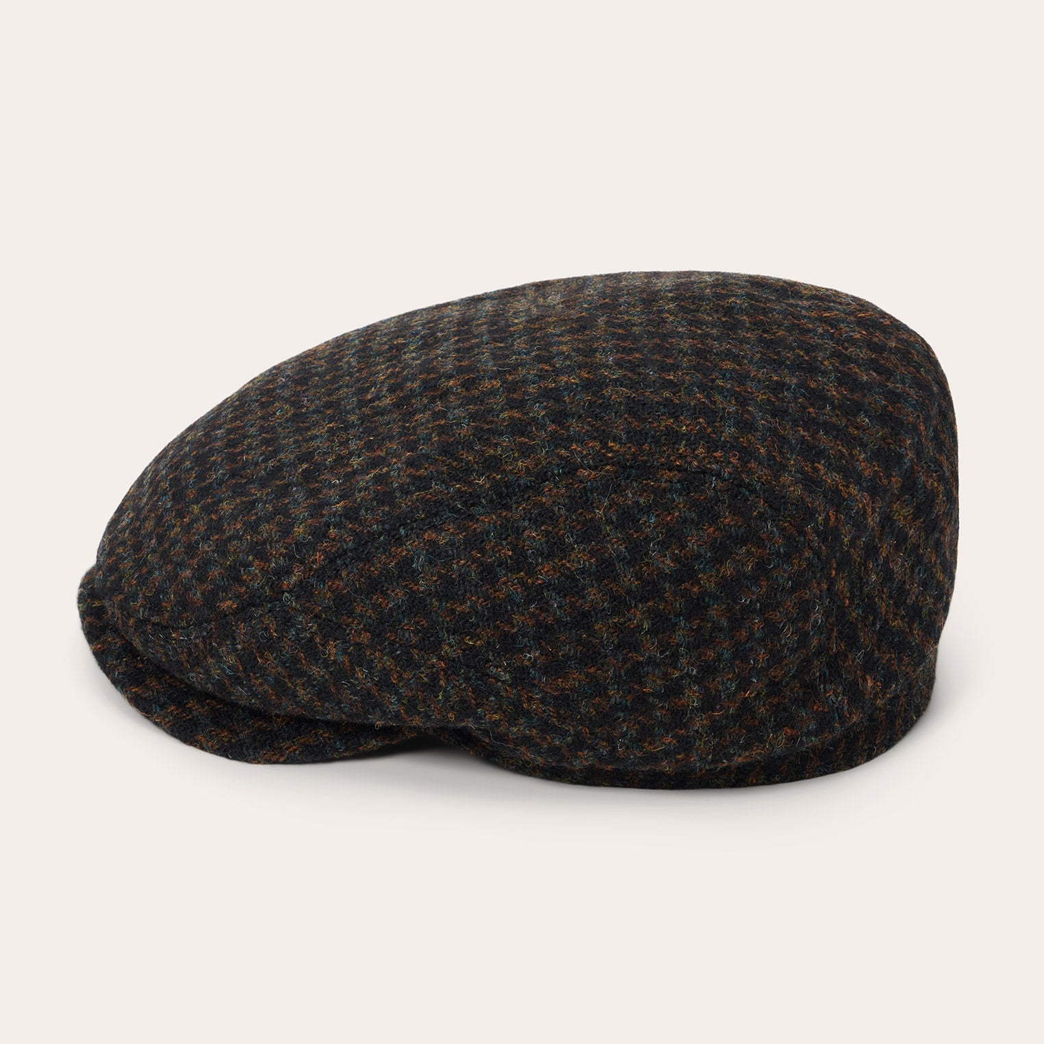 Harris Tweed Houndstooth Driver Cap Midnight Blue W/ Brown Shades | Stetson Hats
