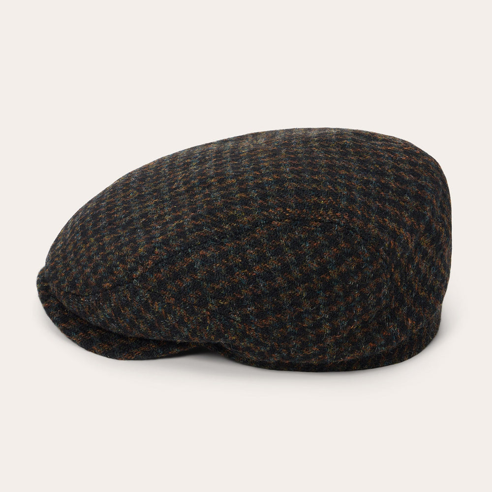 Harris Tweed Houndstooth Driver Cap Midnight Blue W/ Brown Shades | Stetson Hats