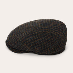 Harris Tweed Houndstooth Driver Cap Midnight Blue W/ Brown Shades | Stetson Hats