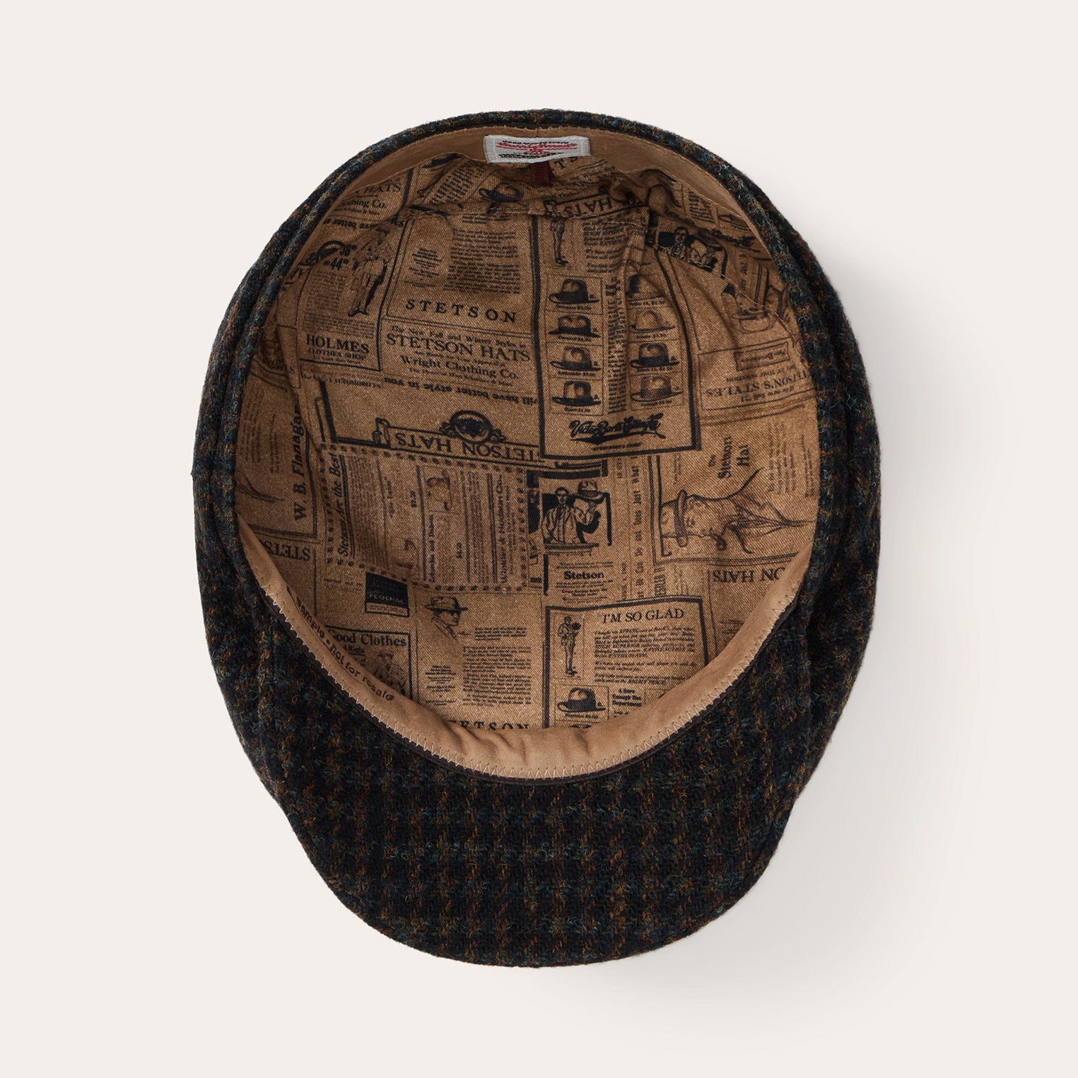 Harris Tweed Houndstooth Driver Cap Midnight Blue W/ Brown Shades | Stetson Hats