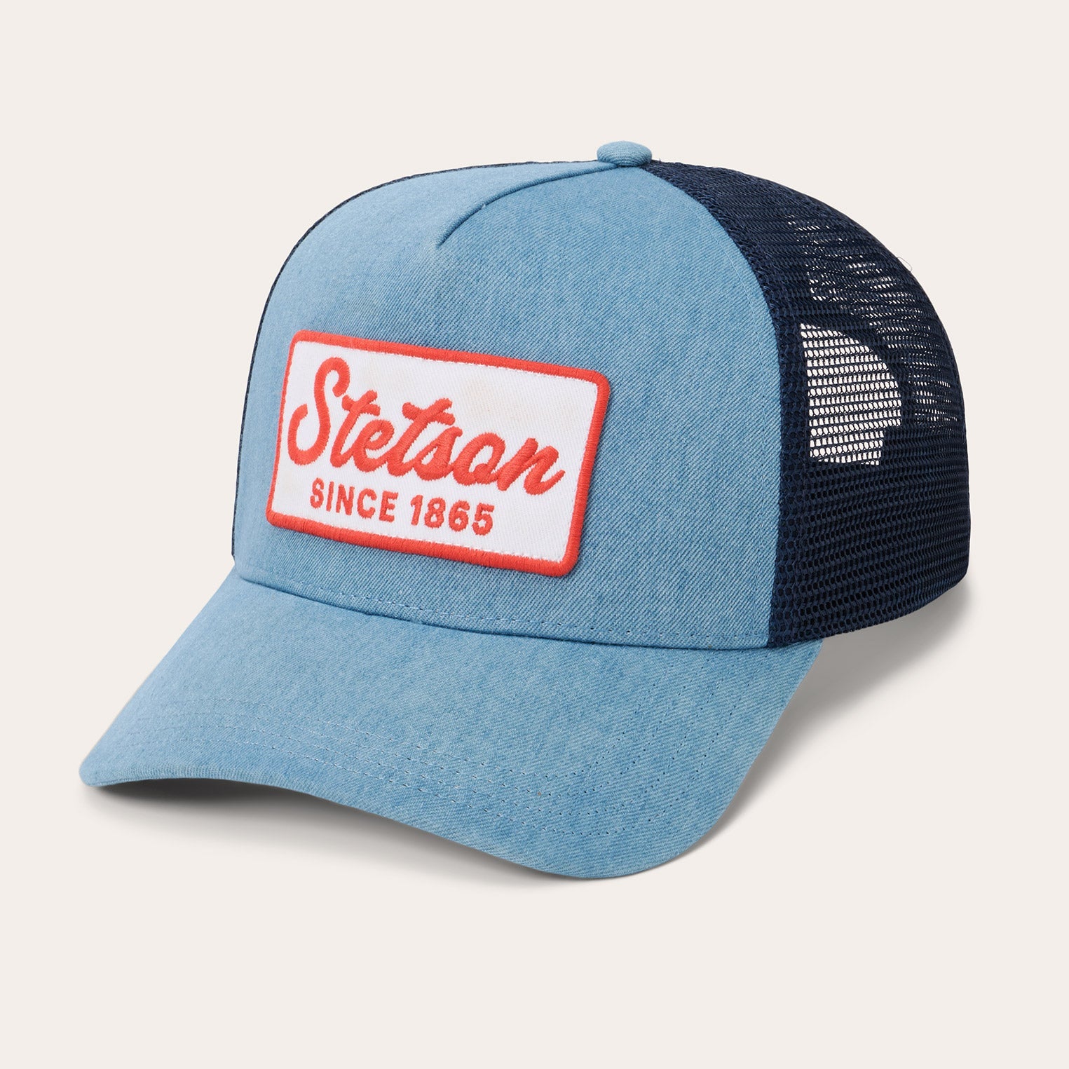 Washed Denim 1865 Patch Trucker Cap Blue | Stetson Hats