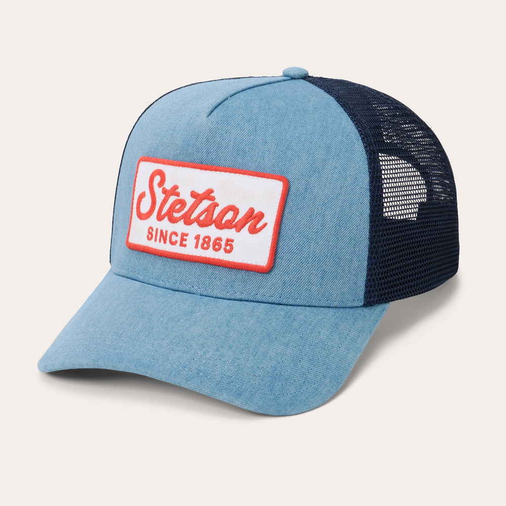 Washed Denim 1865 Patch Trucker Cap Blue | Stetson Hats
