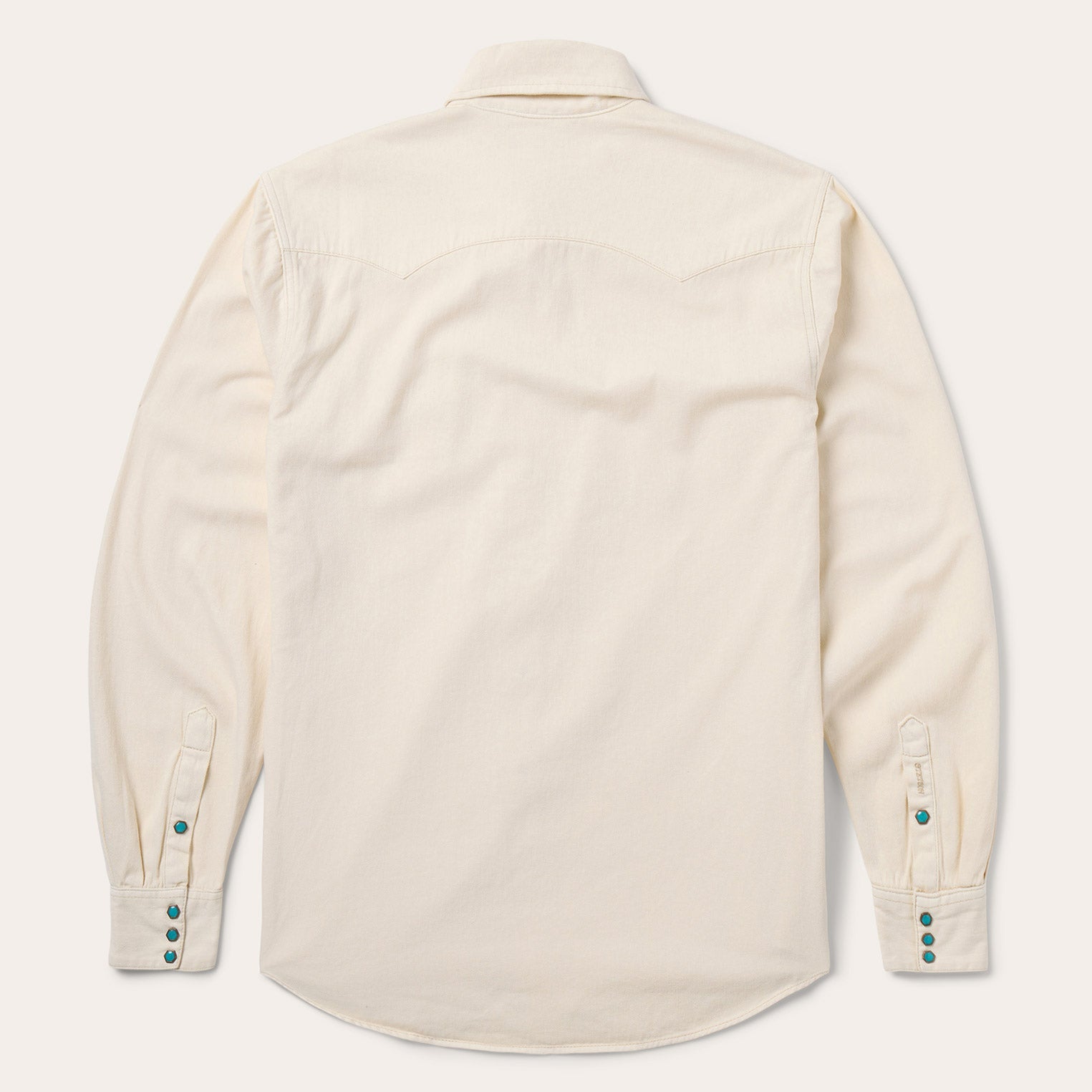 Turquoise Snap Western Denim Shirt Cream | Stetson Men
