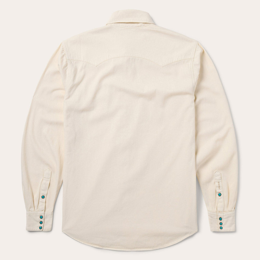 Turquoise Snap Western Denim Shirt Cream | Stetson Men