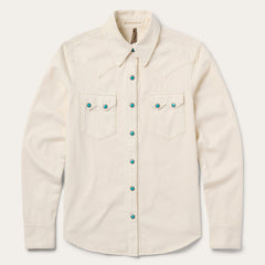 Turquoise Snap Western Denim Shirt Cream | Stetson Women