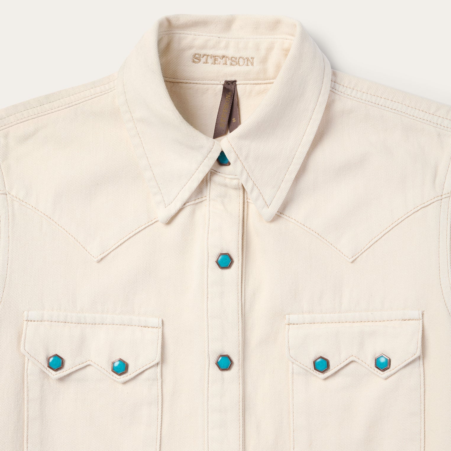 Turquoise Snap Western Denim Shirt Cream | Stetson Women
