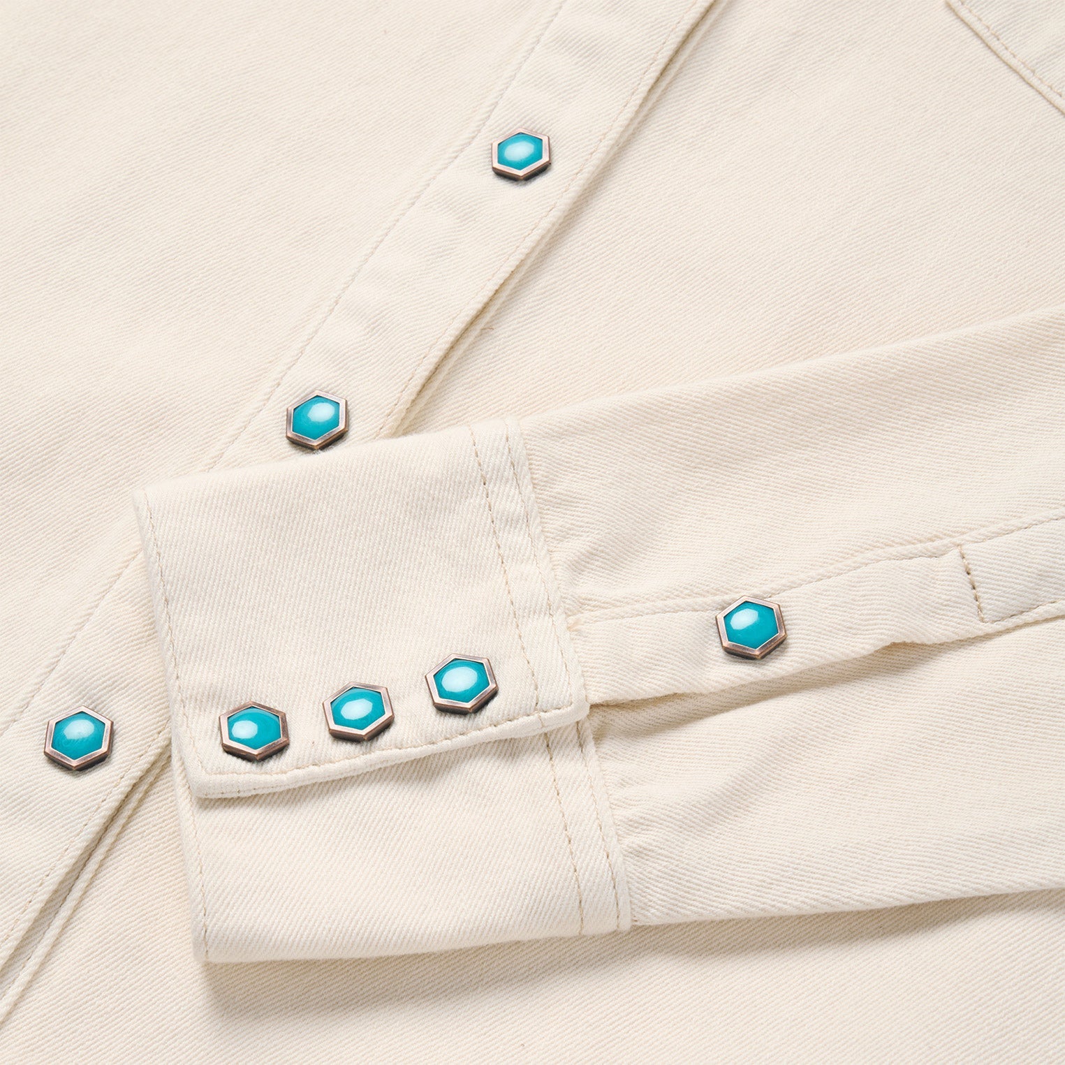 Turquoise Snap Western Denim Shirt Cream | Stetson Women