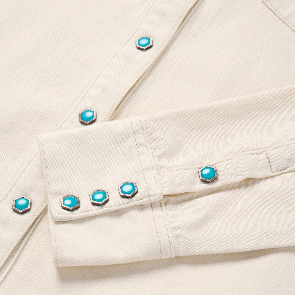 Turquoise Snap Western Denim Shirt Cream | Stetson Women