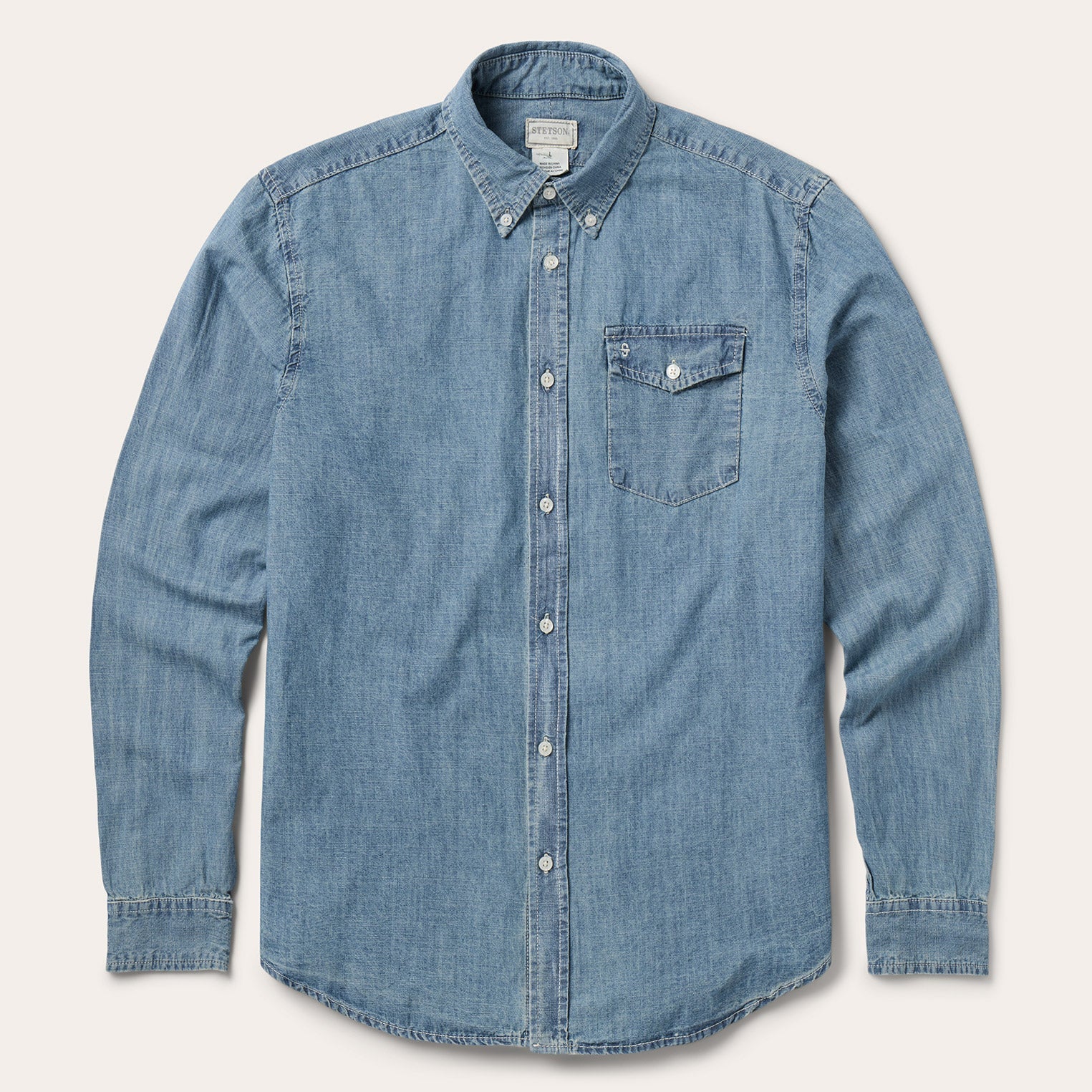 Chambray Button-Down Shirt Blue | Stetson Men