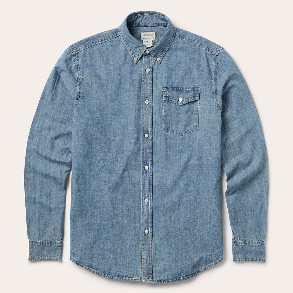 Chambray Button-Down Shirt Blue | Stetson Men
