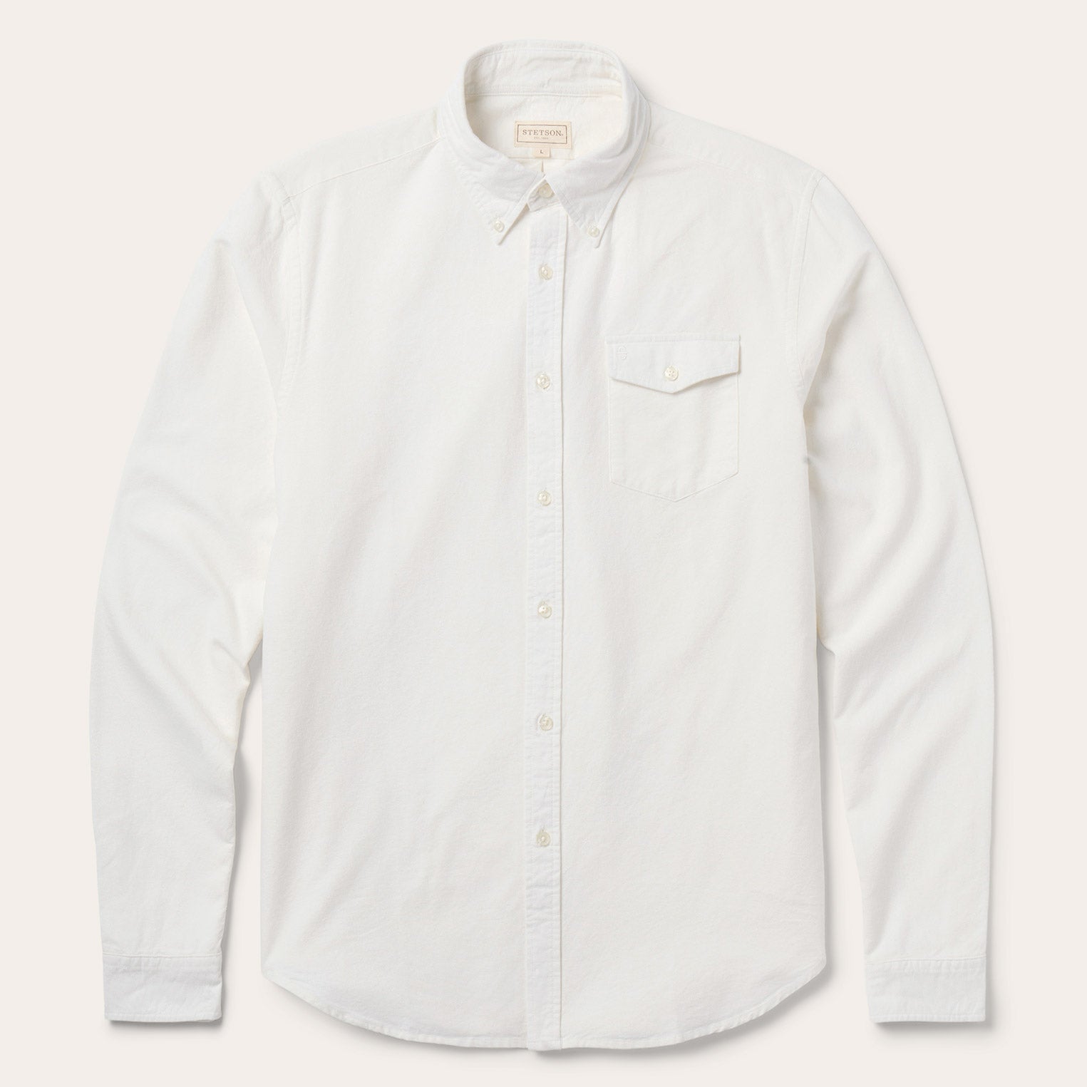 Peached Oxford Button-Down Shirt White | Stetson Men