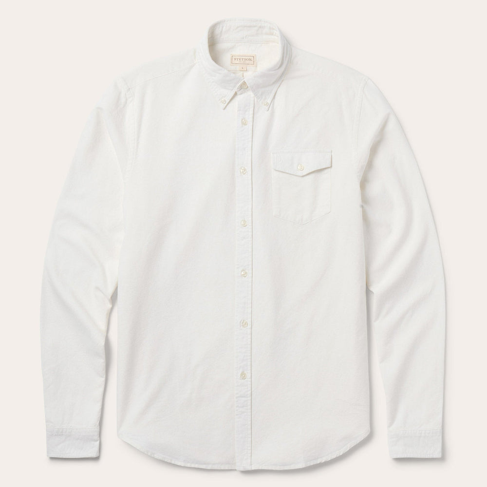 Peached Oxford Button-Down Shirt White | Stetson Men