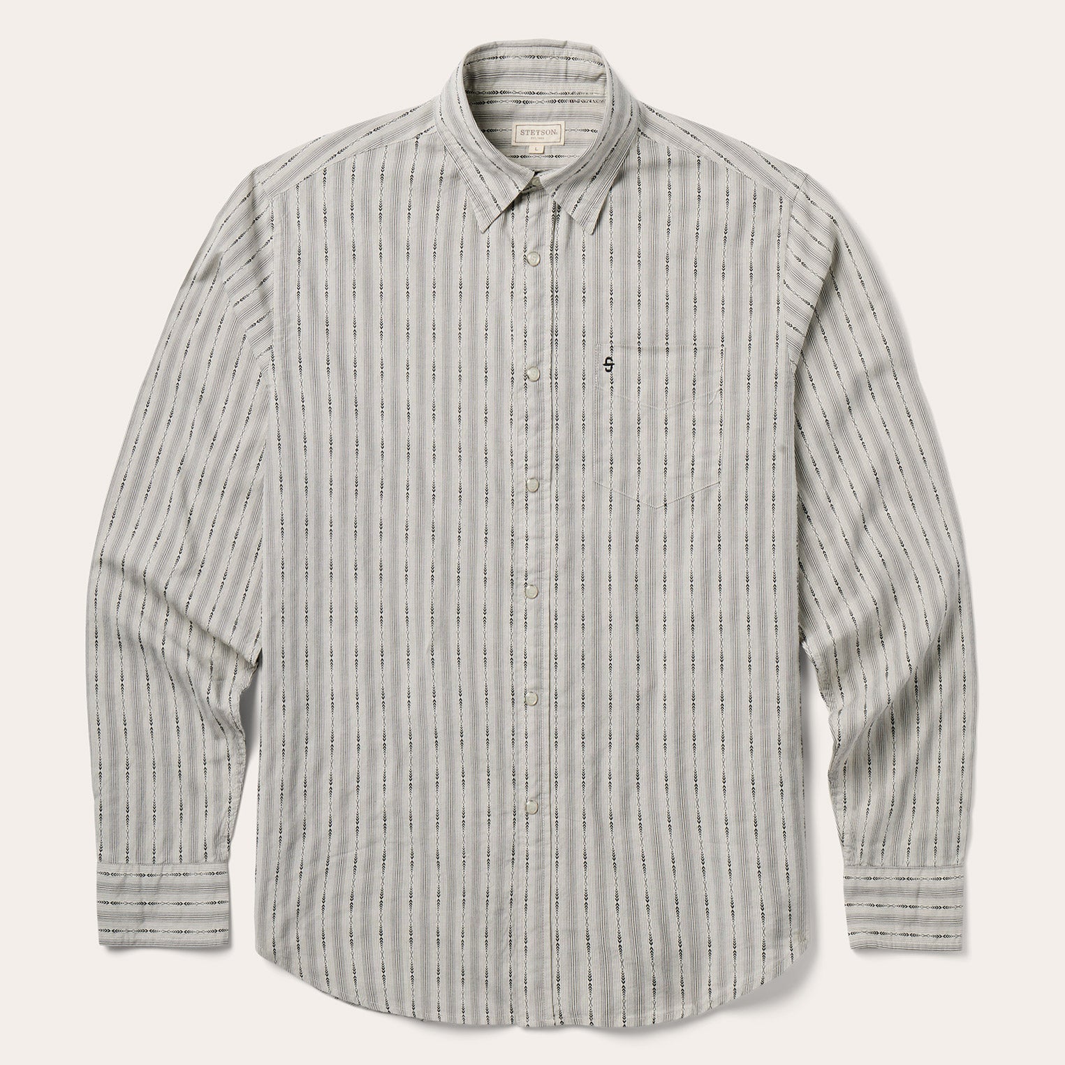 Dobby Stripe Shirt Tan | Stetson Men