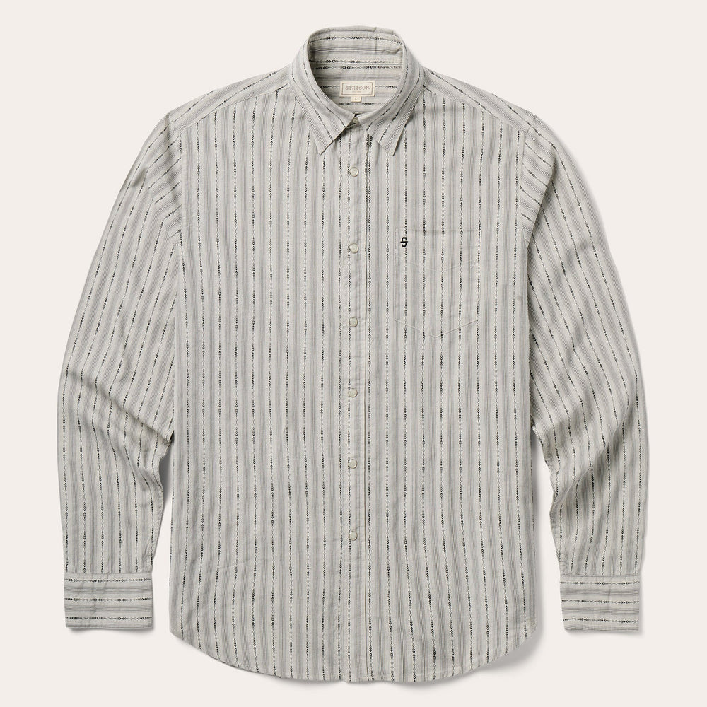 Dobby Stripe Shirt Tan | Stetson Men