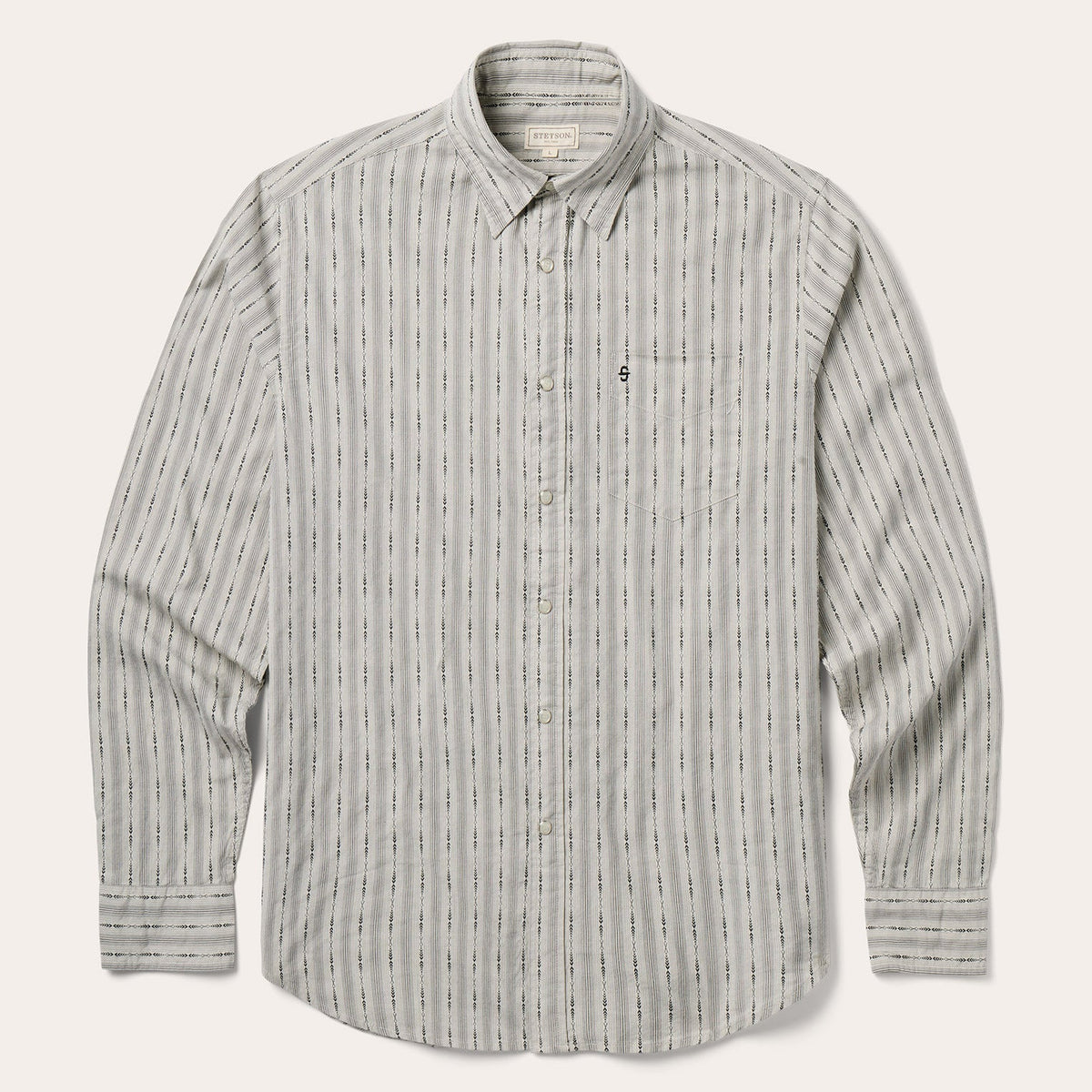 Dobby Stripe Shirt Tan | Stetson Men