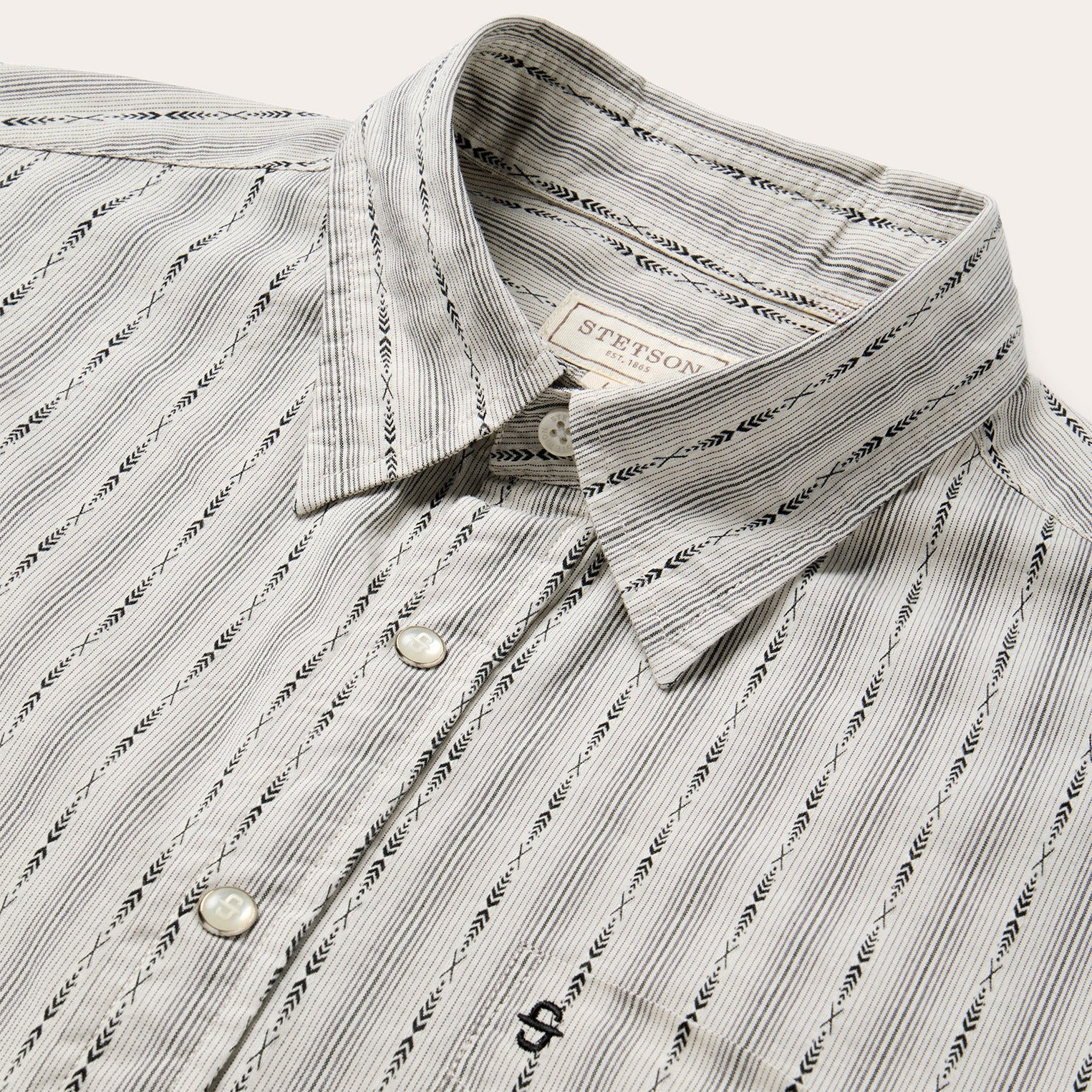 Dobby Stripe Shirt Tan | Stetson Men