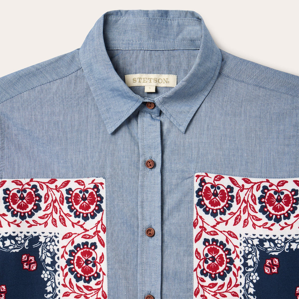Chambray Bandana Shirt Blue | Stetson Women