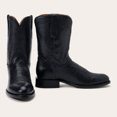 Clay Smooth Ostrich Roper Boots Black | Stetson