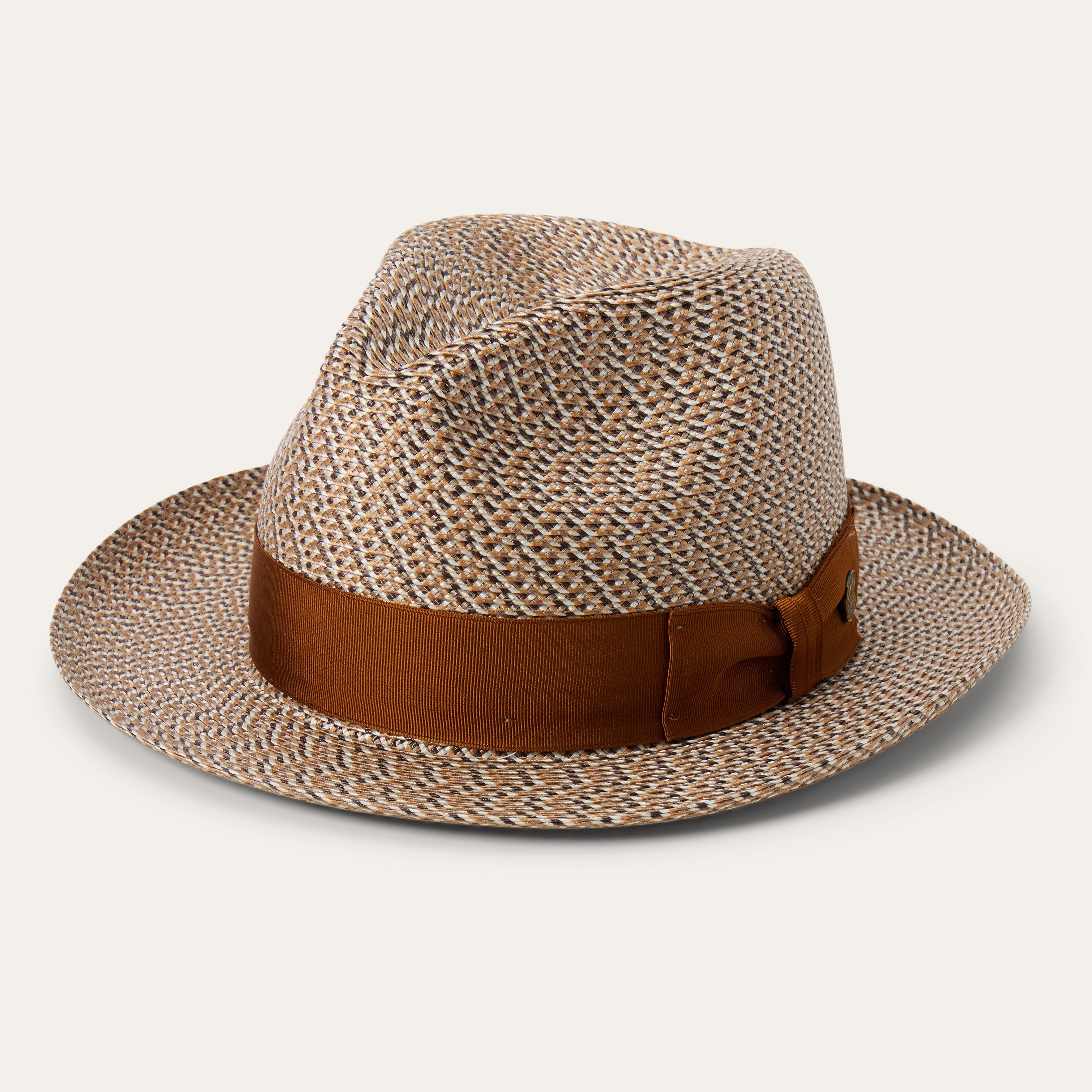 Emin Straw Fedora Brown Mix | Stetson Hats