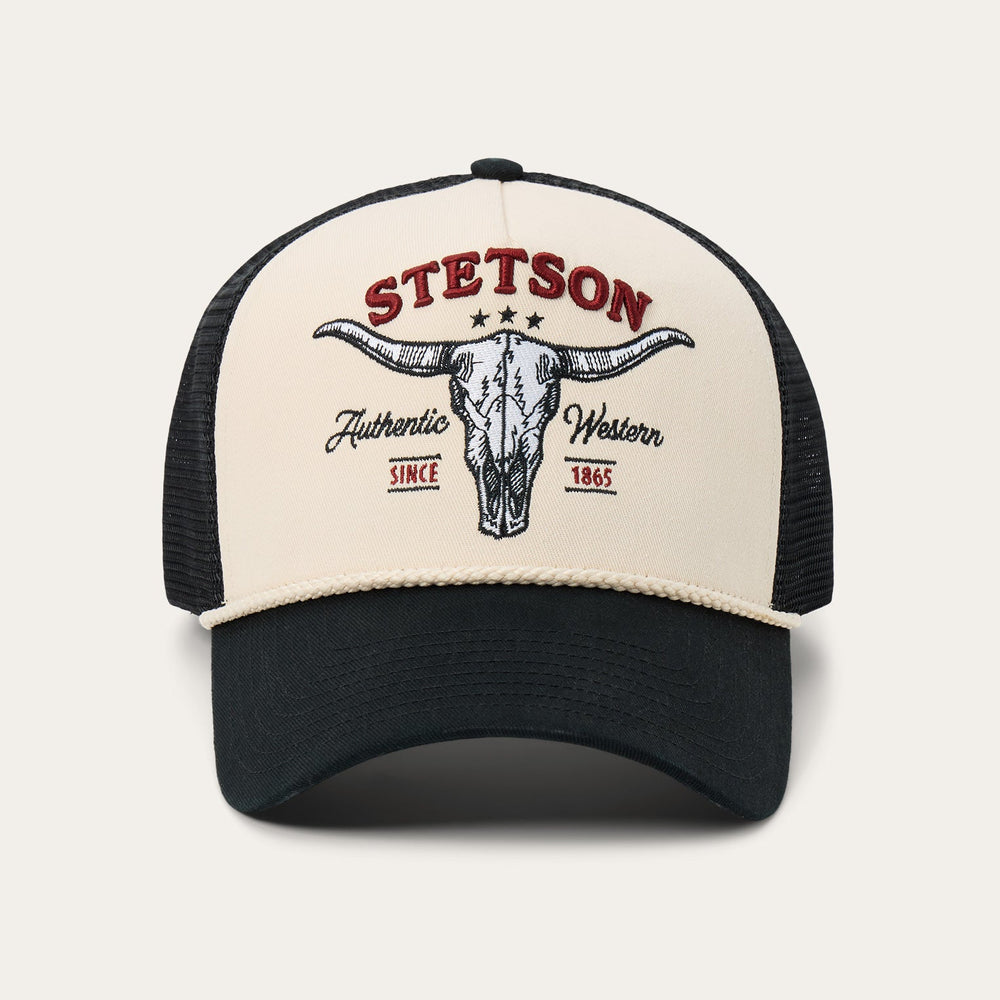 Skull Trucker Hat Off White / Black | Stetson Hats