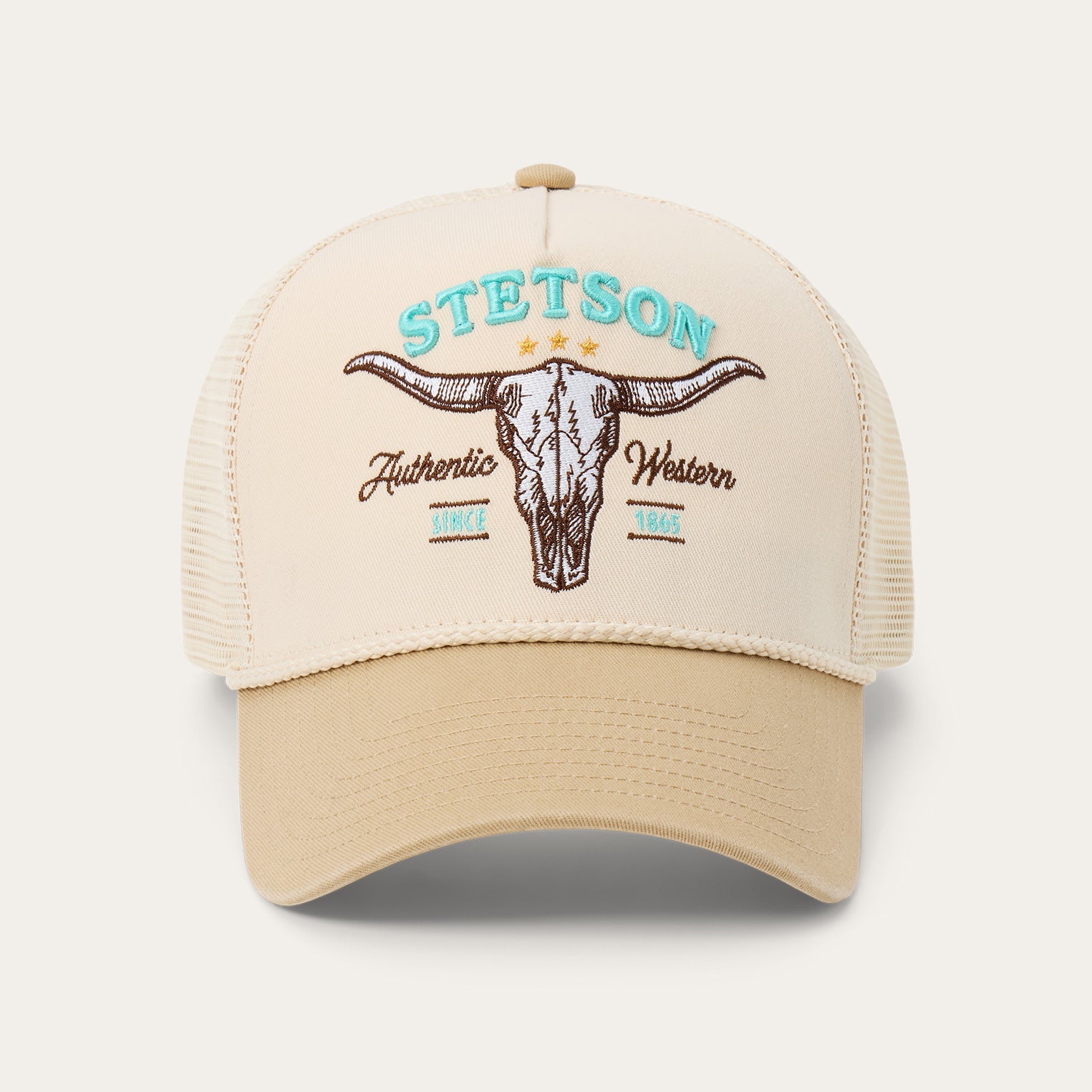 Skull Trucker Hat Off White / Khaki | Stetson Hats