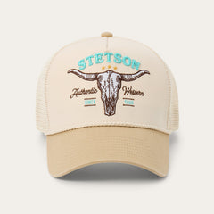 Skull Trucker Hat Off White / Khaki | Stetson Hats