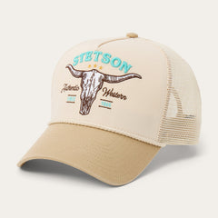 Skull Trucker Hat Off White / Khaki | Stetson Hats