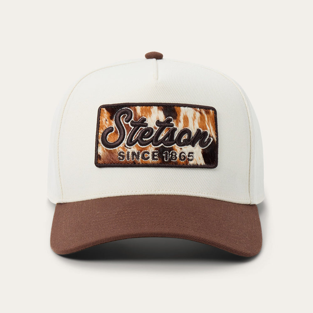 Cowhide Patch Trucker Hat Off White / Brown | Stetson Hats