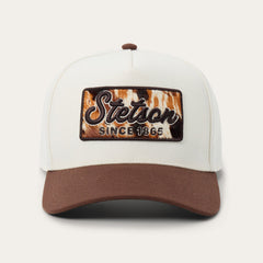 Cowhide Patch Trucker Hat Off White / Brown | Stetson Hats