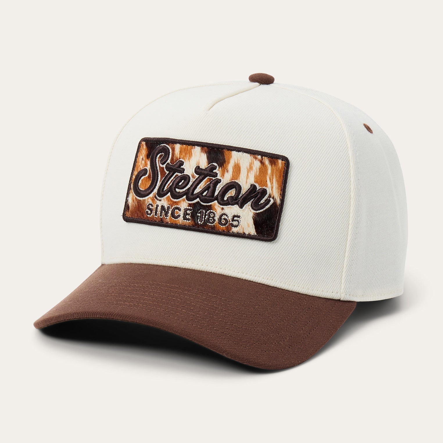 Cowhide Patch Trucker Hat Off White / Brown | Stetson Hats