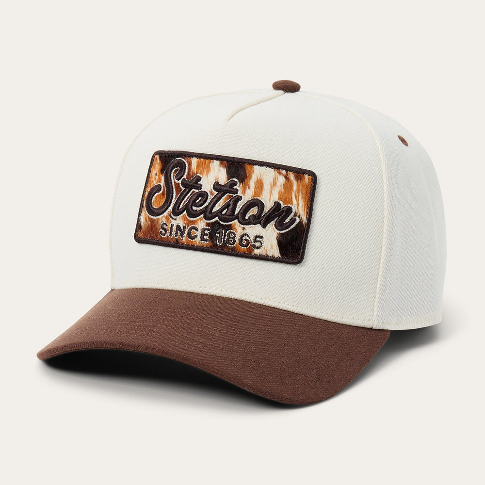 Cowhide Patch Trucker Hat Off White / Brown | Stetson Hats