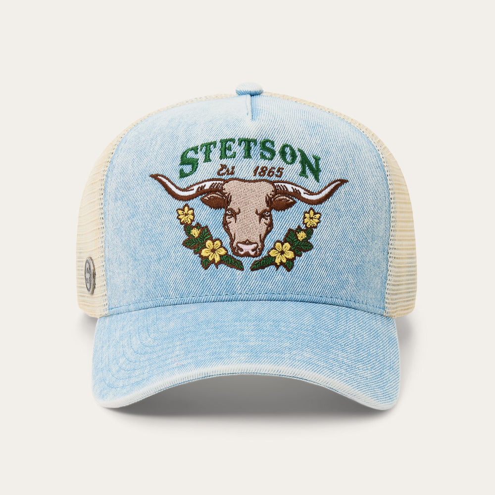 Longhorn Trucker Hat Light Denim | Stetson Hats