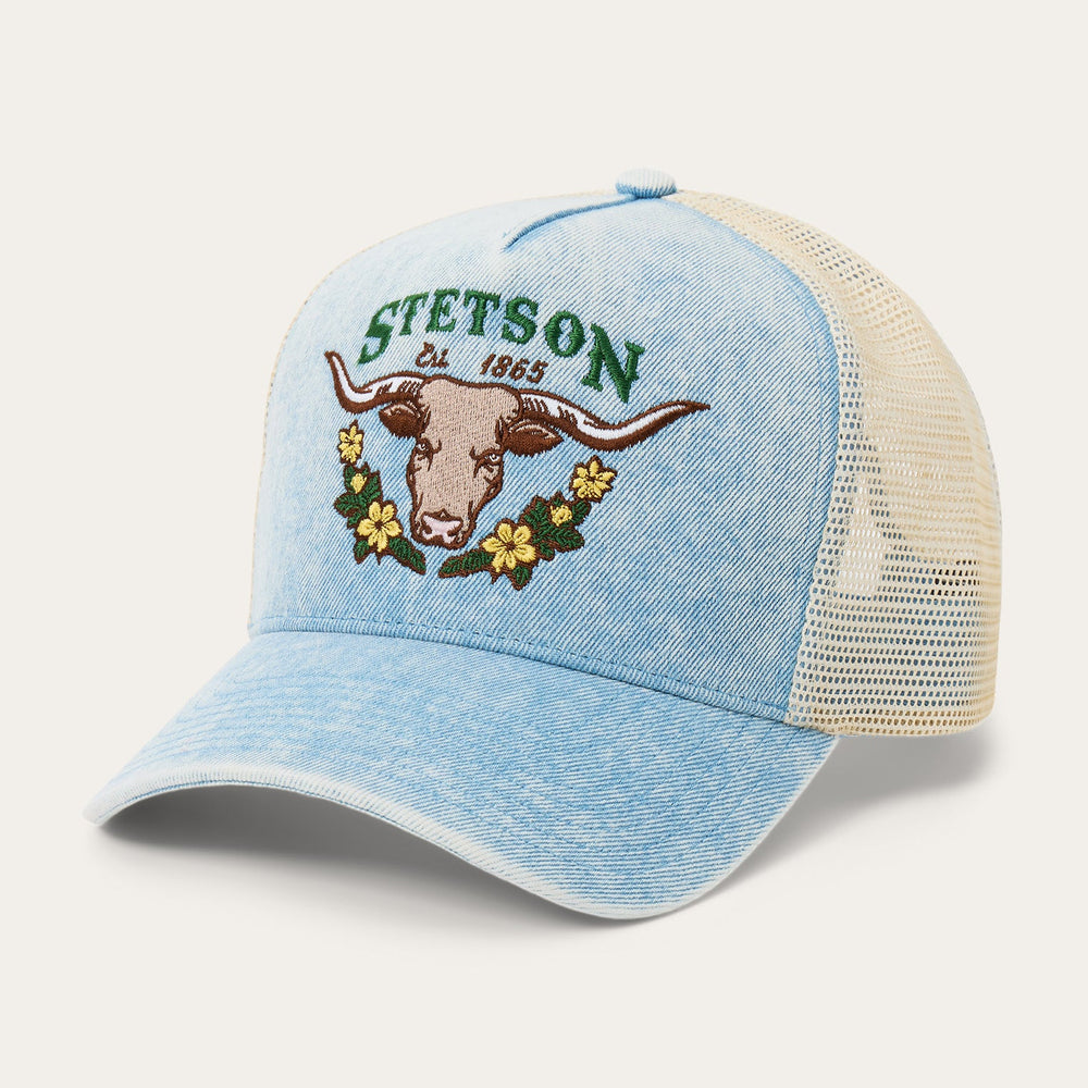 Longhorn Trucker Hat Light Denim | Stetson Hats