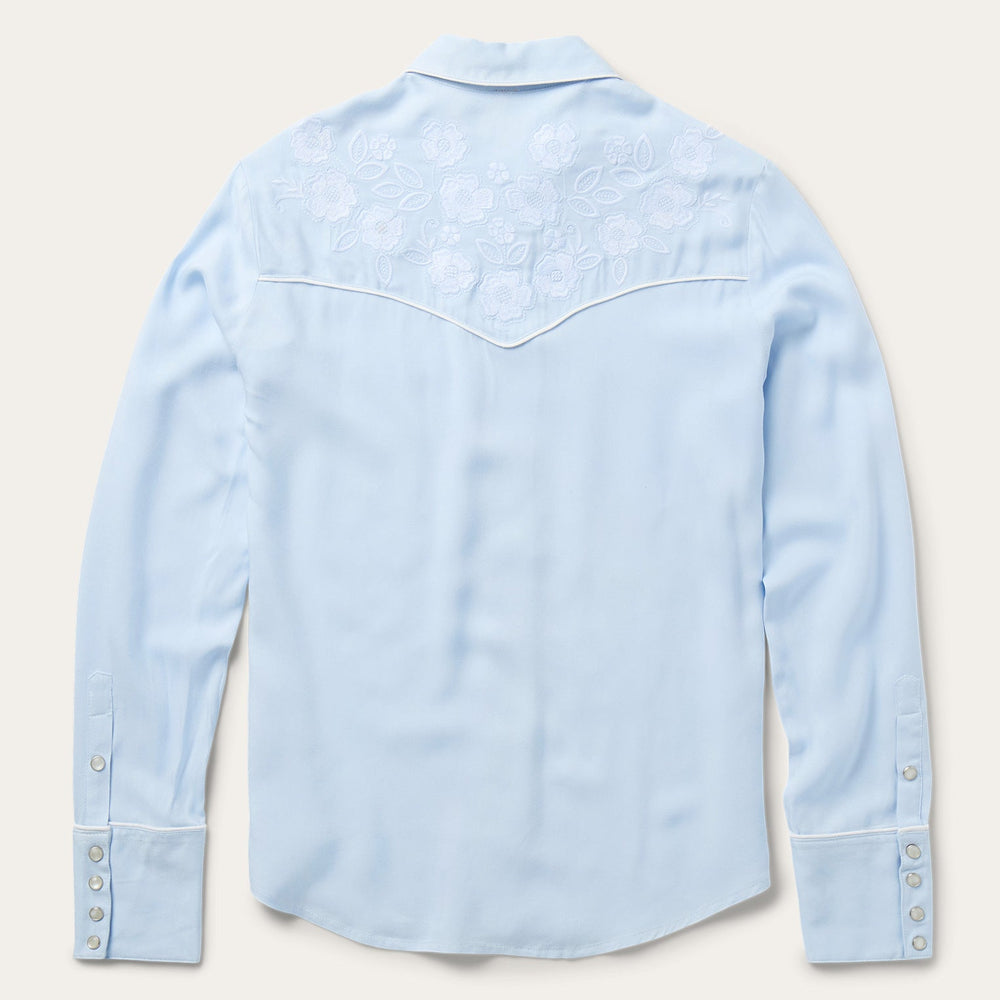 Embroidered Retro Western Shirt Blue | Stetson Women